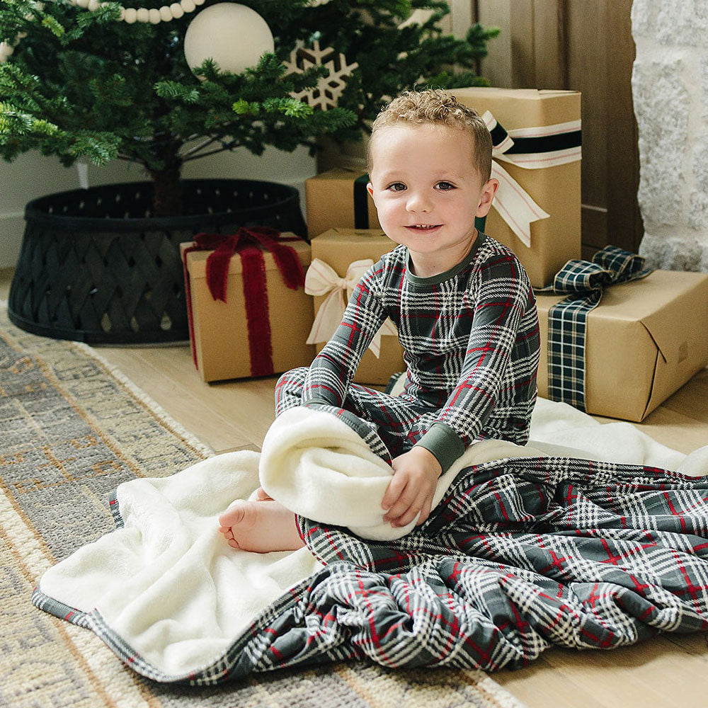 Eco-Friendly Bamboo Cozy Set - Soft Green Plaid Blanket & Pillow Cover - Perfect for Living Room, Bedroom & Outdoor Picnics