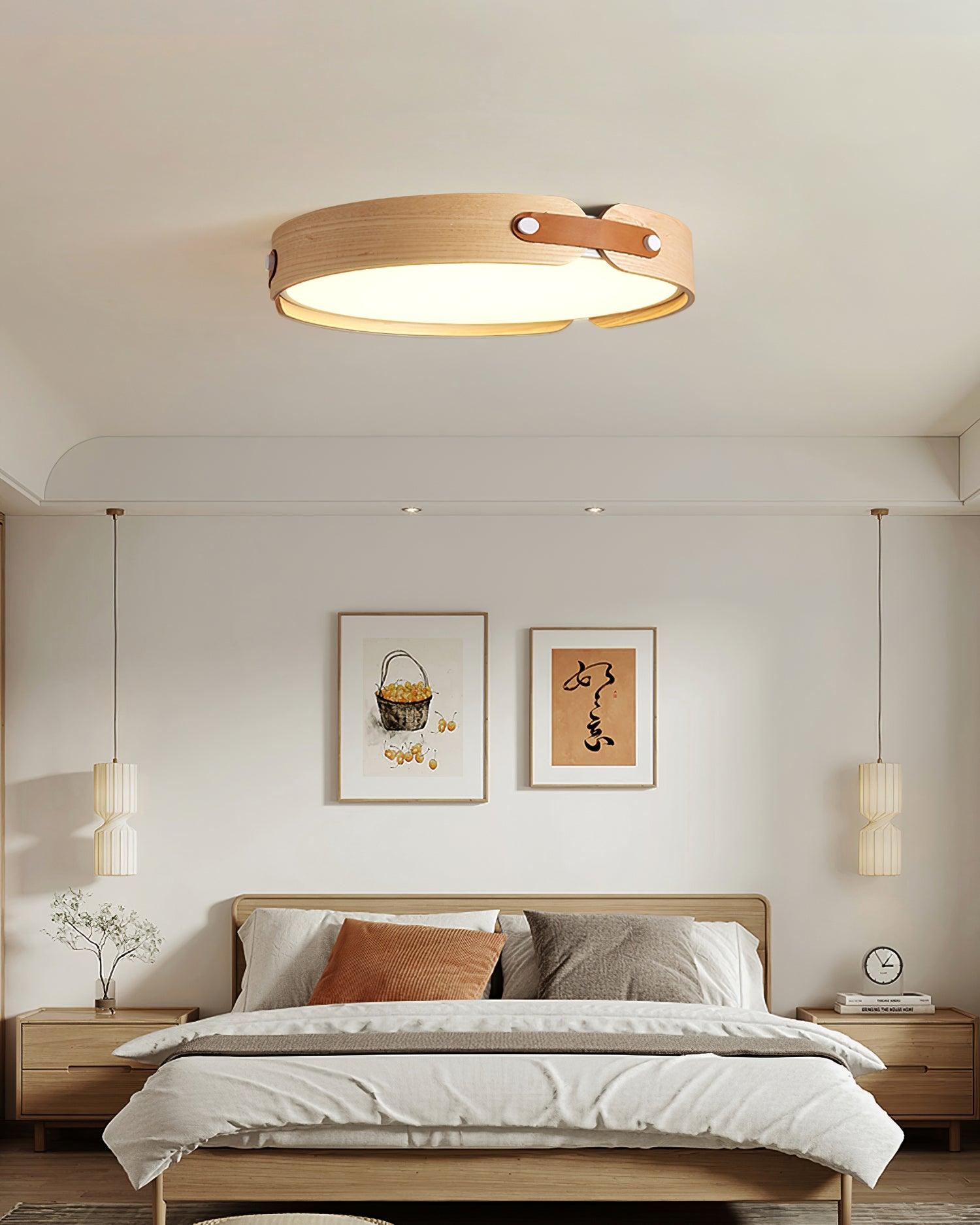 Aiwen Modern Wood Ceiling Light Fixture - Handcrafted Wooden Pendant Light for Living Room, Bedroom, Kitchen & Dining Room - Warm Ambient Lighting for Home Decor