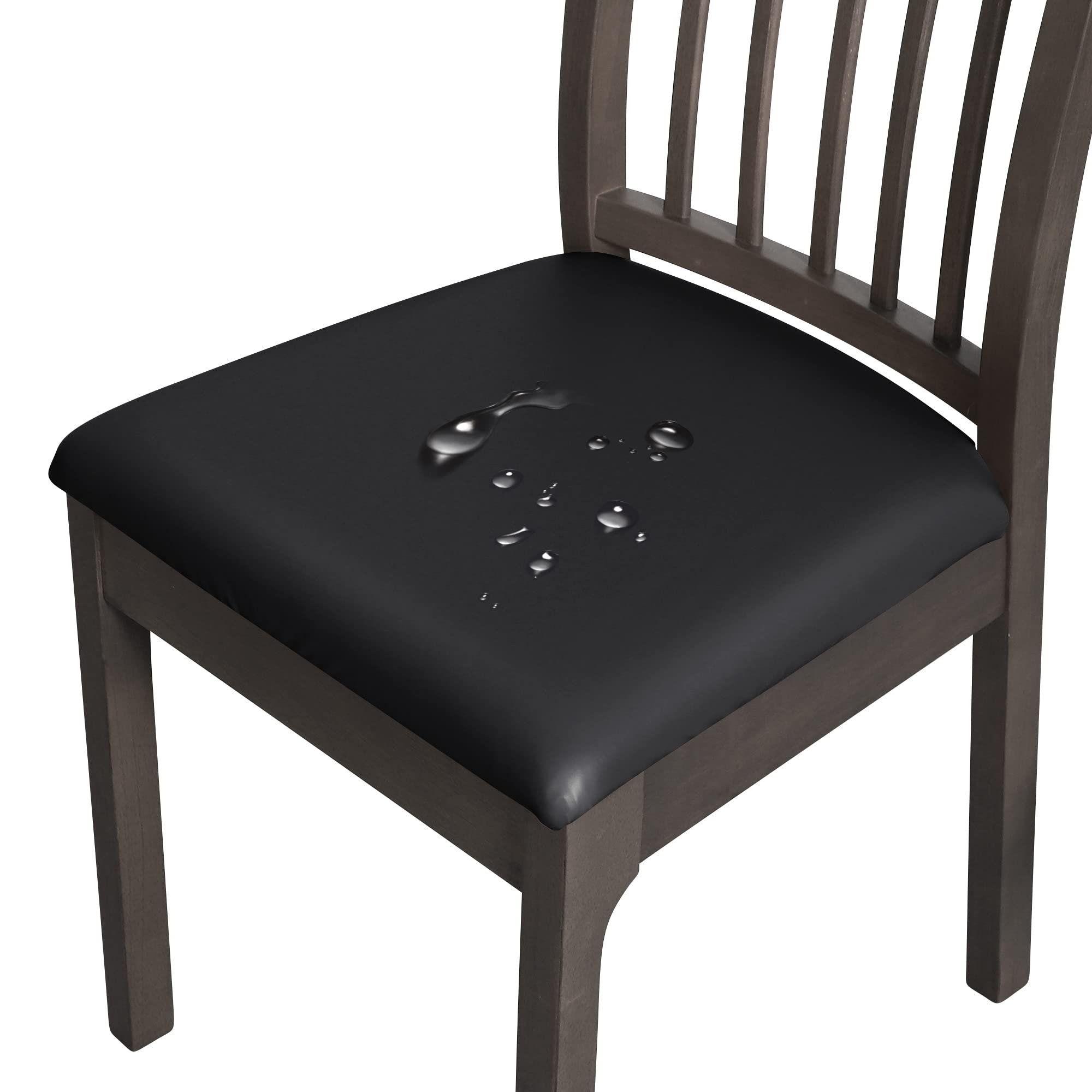 FORCHEER 4-Pack Waterproof PU Leather Dining Chair Covers - Removable Washable Slipcovers for Kitchen, Restaurant & Home Use - Black Seat Protectors for Comfort & Style (PU-Black)