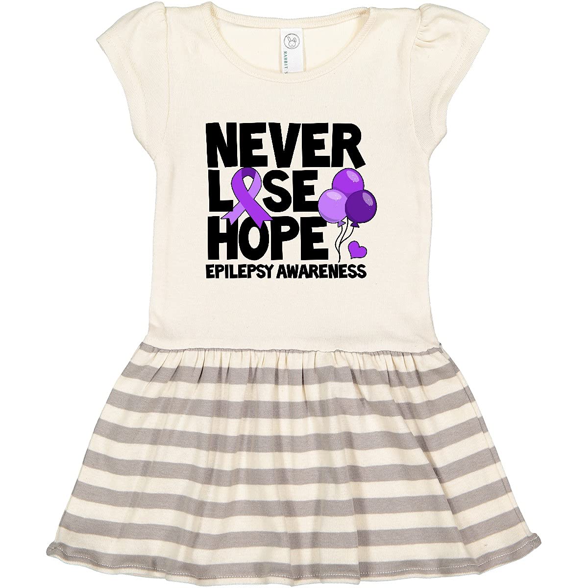 Inktastic Never Lose Hope Epilepsy Awareness T-Shirt with Balloons - Cute Toddler Dress for Girls & Boys - Perfect for Fundraisers, Awareness Events & Daily Wear