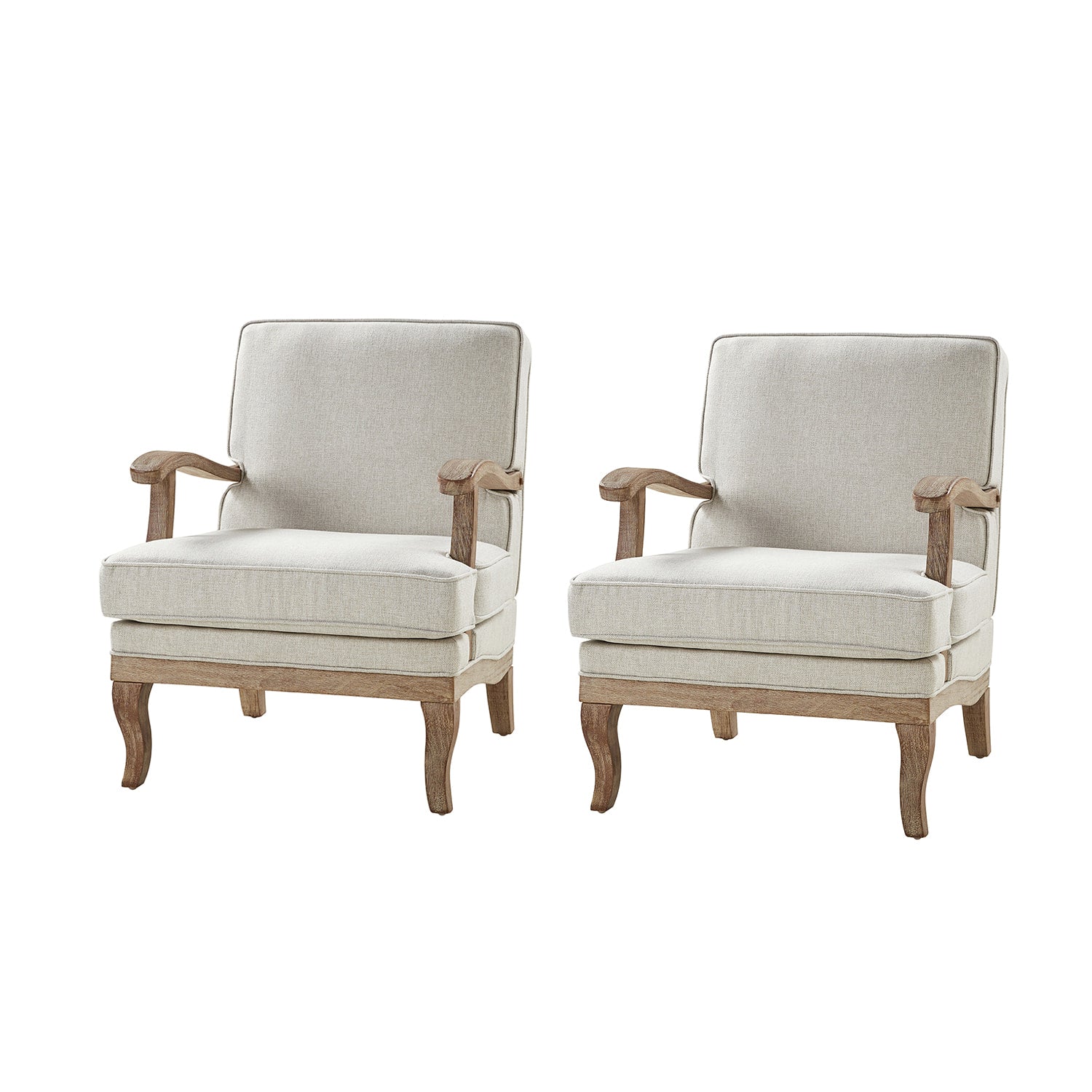 Randolph Farmhouse Upholstered Accent Chair with Wooden Legs - Comfortable Living Room Armchair for Home Decor, Reading Nook & Cozy Sitting Area (Multiple Style Options Available)