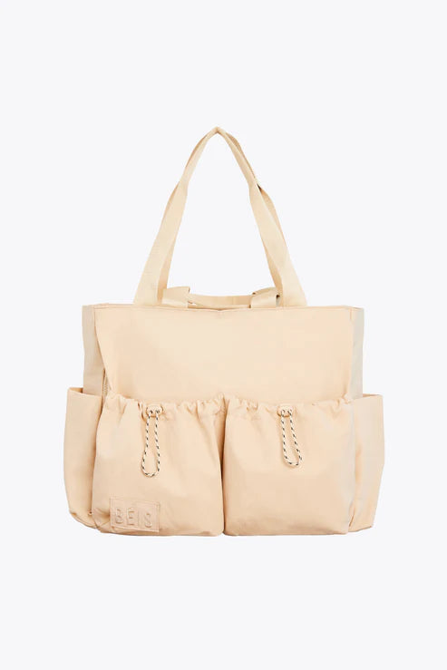 Beige Sport Carryall Bag - Durable Gym & Travel Duffel for Workouts, Yoga, and Weekend Getaways