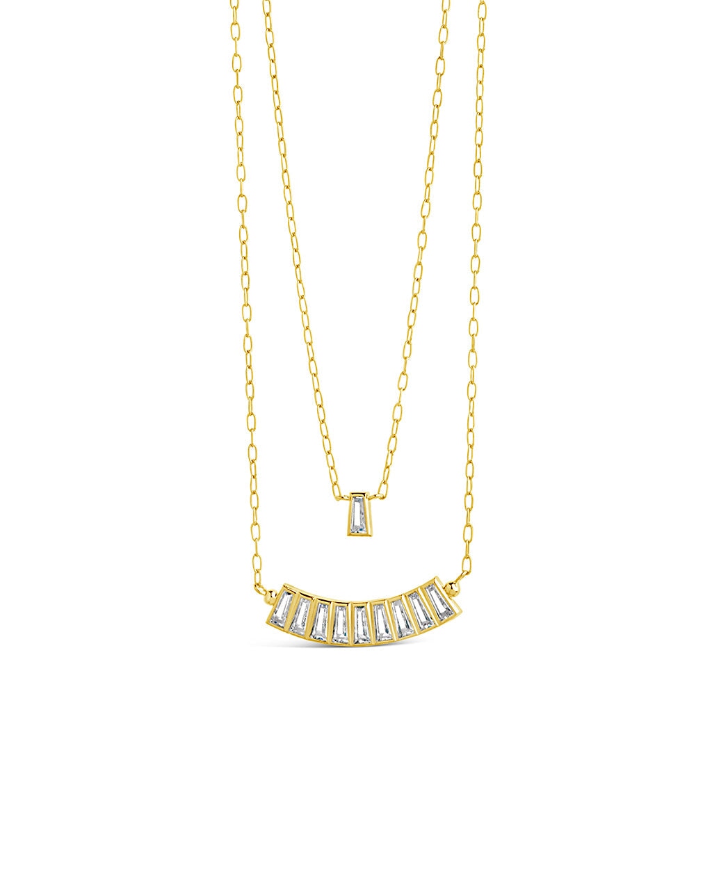 Lillian CZ Row & Charm Layered Necklace for Women - Elegant Cubic Zirconia Layered Pendant Necklace Jewelry - Perfect for Date Night, Wedding, Party & Special Occasions