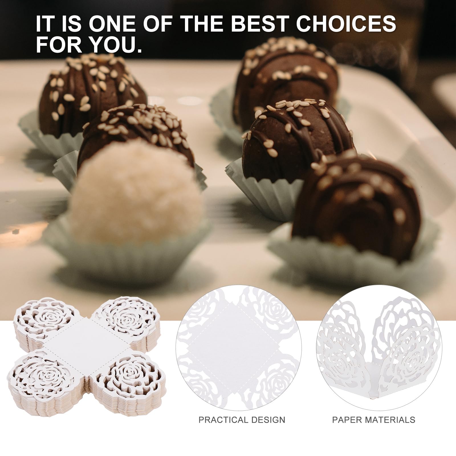 50pcs Flared Paper Baking Cups for Muffins & Cupcakes - Chocolate Truffle Wrappers for Party Desserts
