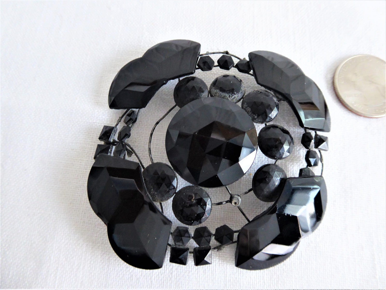 Antique Black Glass French Jet Beaded Dress Ornament - Victorian Edwardian Mourning Jewelry (1890-1910) | Perfect for Historical Reenactments, Vintage Fashion & Gothic Style Accessories