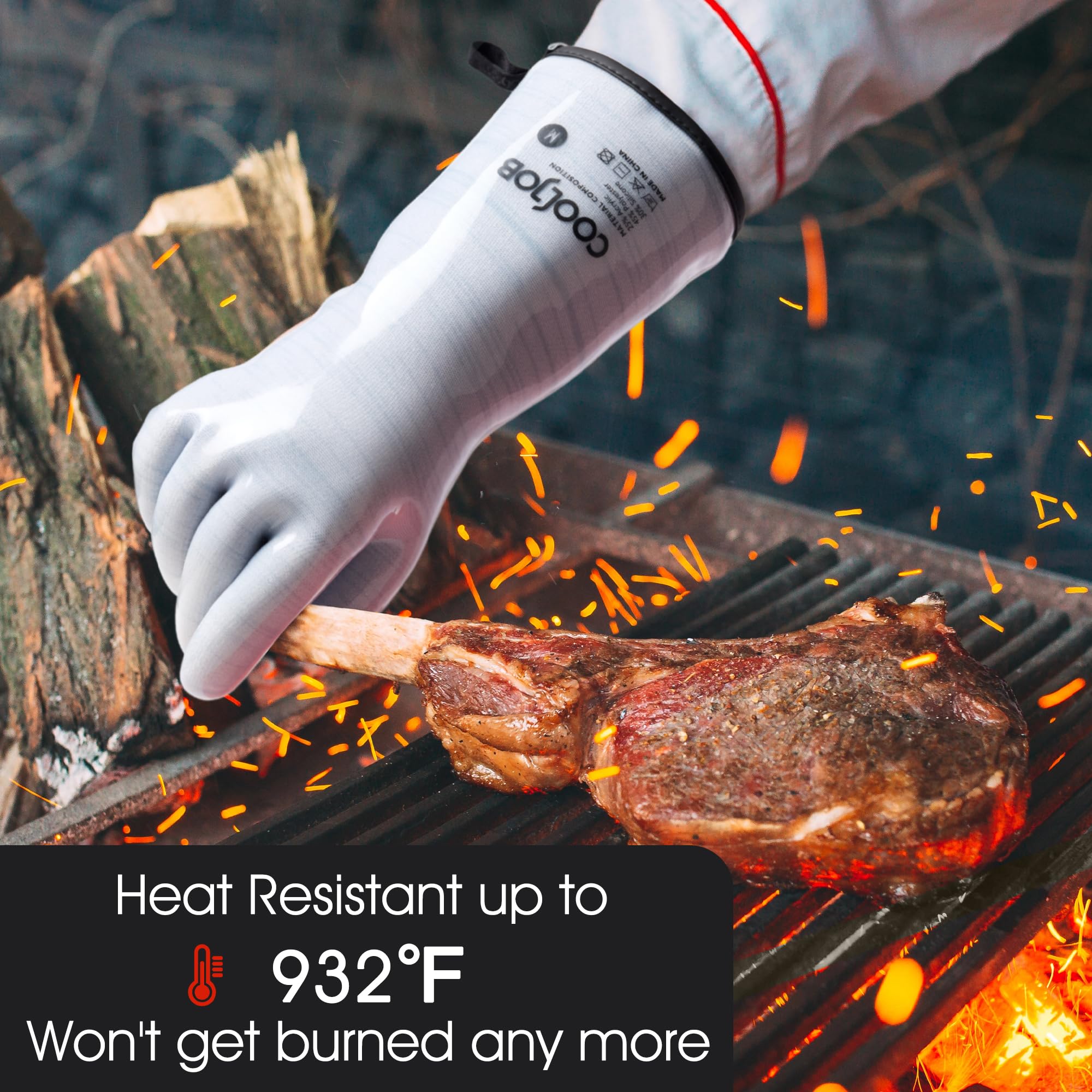 Heat Resistant Oven Gloves - Waterproof Liquid Silicone BBQ Grilling Gloves for Barbecue, Kitchen, Baking (Blue, XXL) - Perfect for Grilling, Baking, Roasting & Kitchen Cleaning