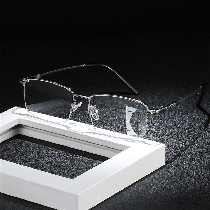 Progressive Multifocal Blue Light Blocking Reading Glasses - Anti-Eye Strain for Computer Work & Reading | RING FOCUS