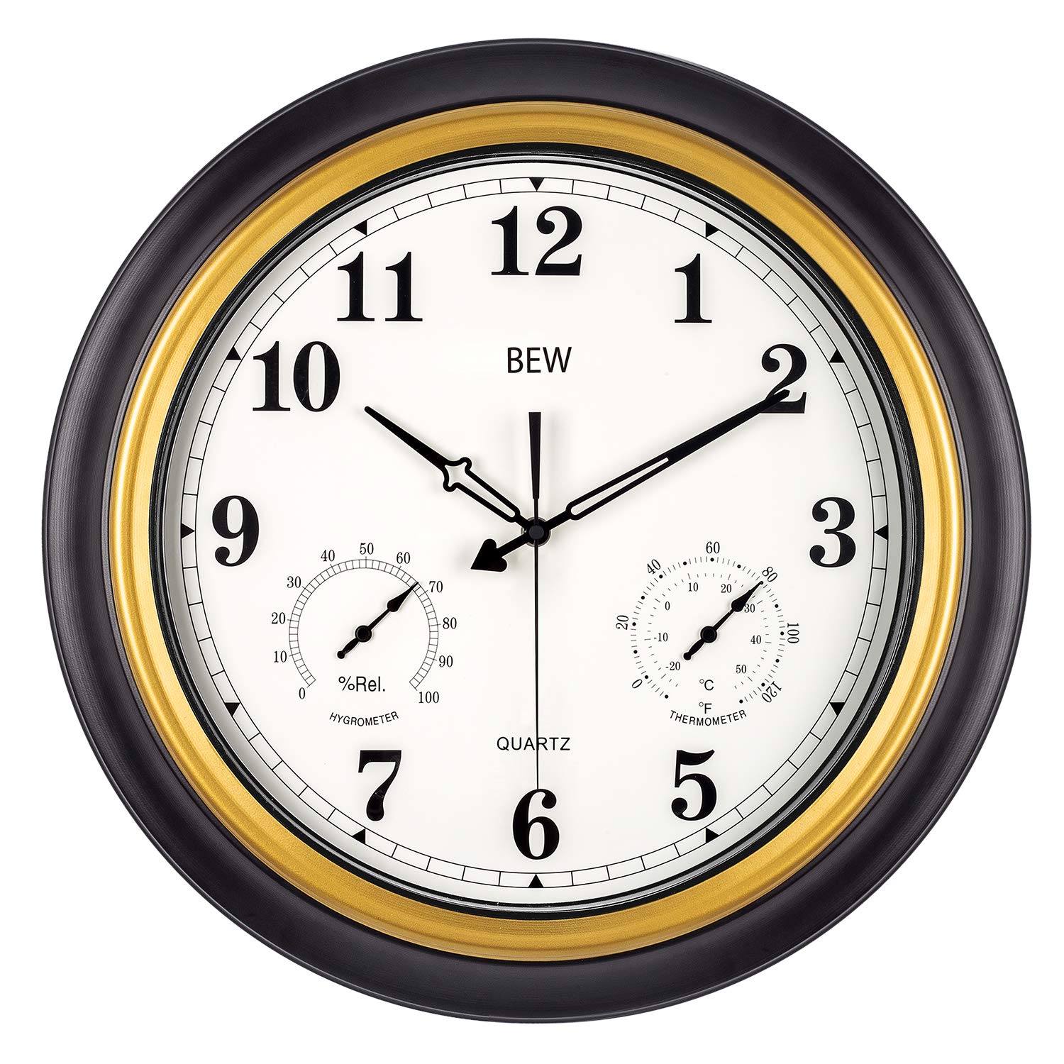 BEW 18 Inch Large Waterproof Outdoor Wall Clock with Thermometer & Hygrometer - Perfect for Garden, Pool, Patio, Fence, Porch & Lanai Decor | Weatherproof Outdoor Timepiece for Backyard, Deck & Outdoor Living Spaces