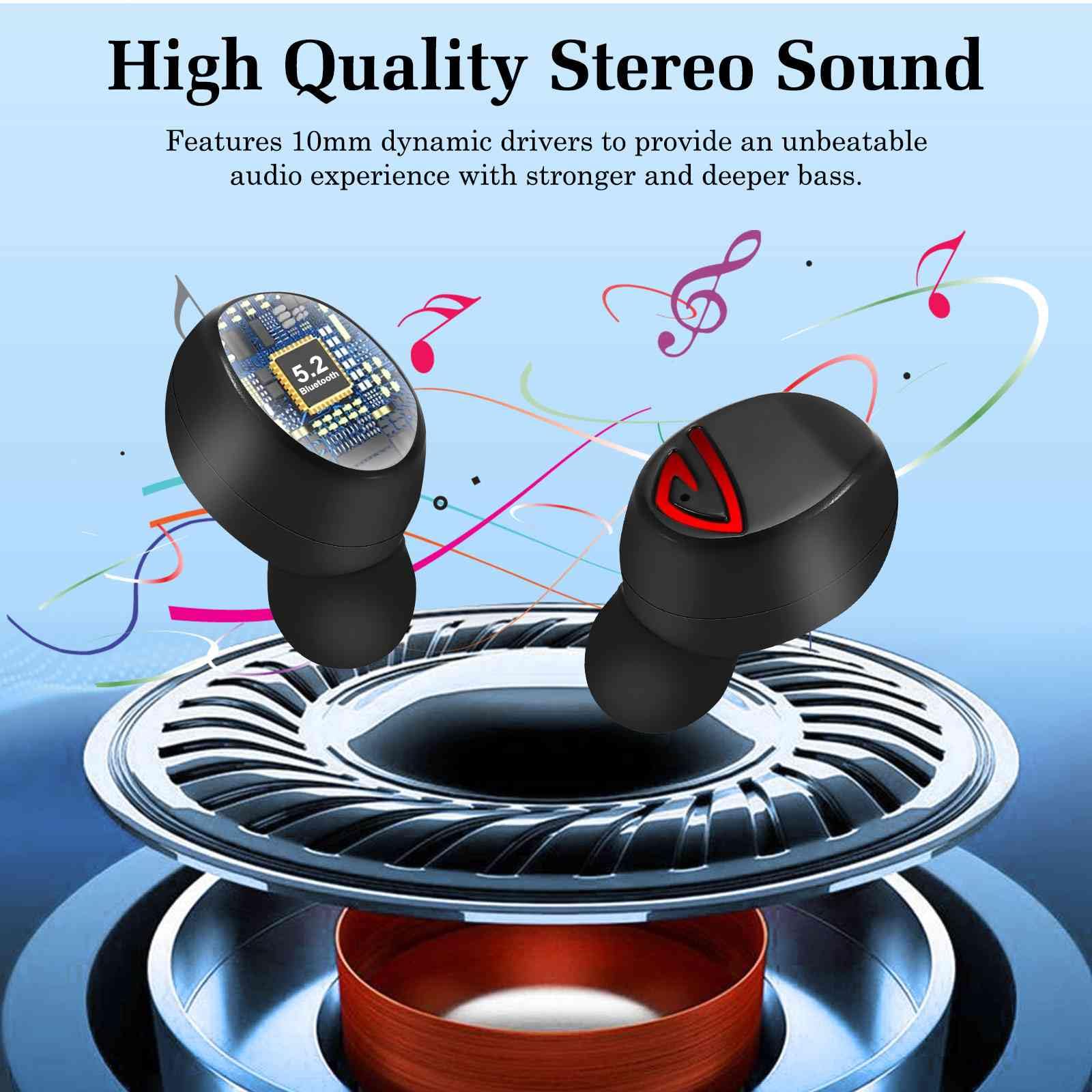 Wireless Bluetooth 5.0 Earbuds with LED Display Charging Case, Stereo Sound, IPX7 Waterproof, Noise Cancelling - Perfect for Running, Gym, Workouts & Travel (Compatible with Sony Xperia L2)