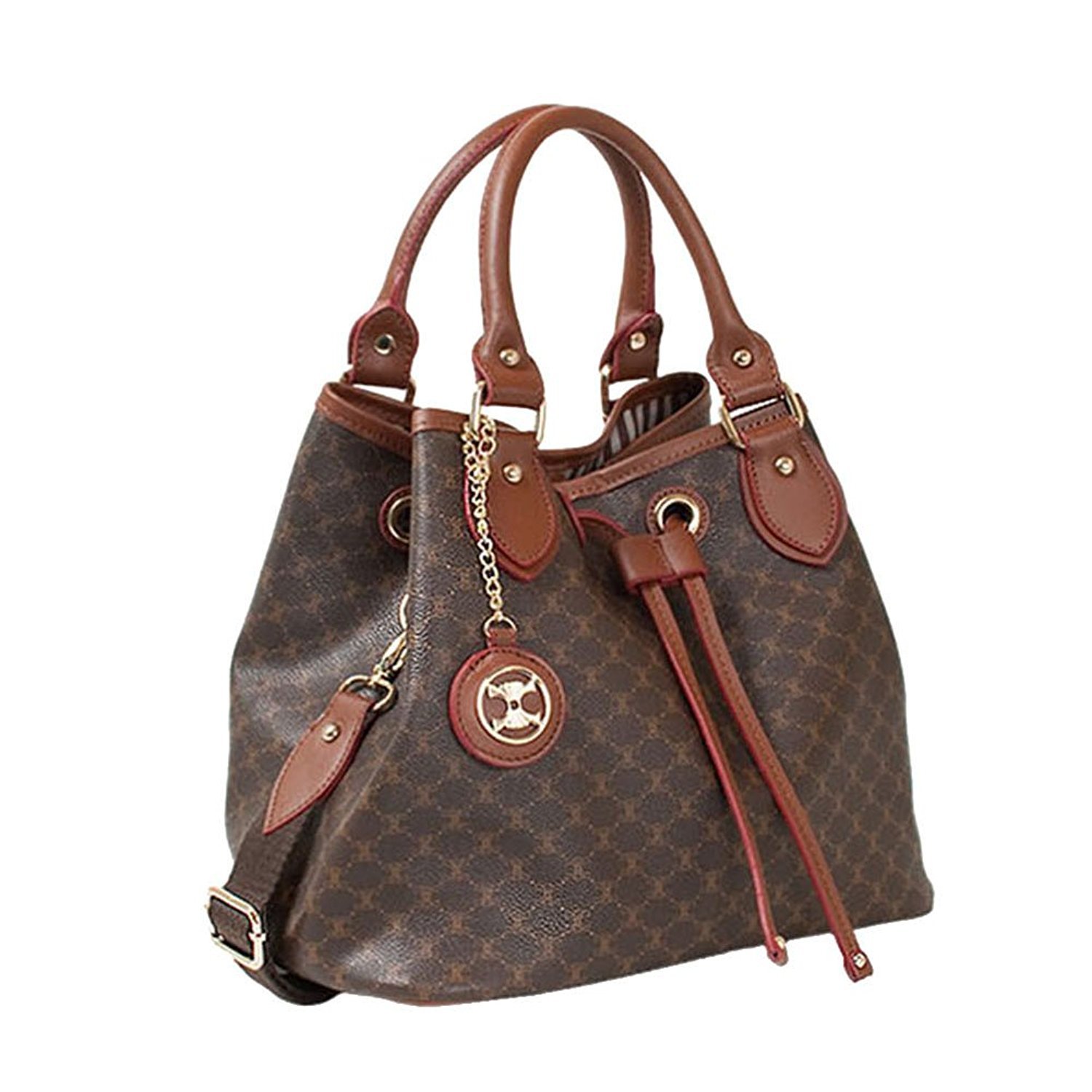 Stylish Leather Accent Drawstring Tote Shoulder Bucket Bag for Women - Perfect for Work, Travel & Everyday Use