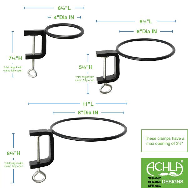 2 Pack Clamp-On Flower Pot Rings - Adjustable Plant Hanger for Hanging Baskets, Balcony & Garden Decor (Black) - Perfect for Indoor/Outdoor Plants, Vertical Gardening & Home Decoration