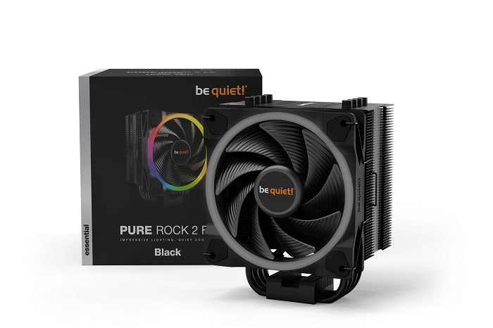 be quiet! BK033 Pure Rock 2 FX Black ARGB CPU Cooler with Light Wings 120mm PWM Fan - High Performance PC Cooling for Gaming Rigs & Workstations