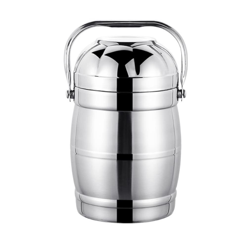 Hemoton 1Pc Stainless Steel Vacuum Insulated Lunch Box - 2.4L Double Layer Thermal Food Container with Handle - Keeps Meals Hot/Cold for Hours - Perfect for Office, School, Picnics & Outdoor Activities