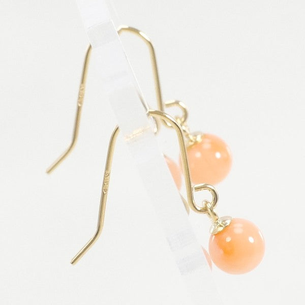 18K Yellow Gold Coral Earrings for Women - Elegant Handmade Dangle Earrings for Party, Wedding & Special Occasions