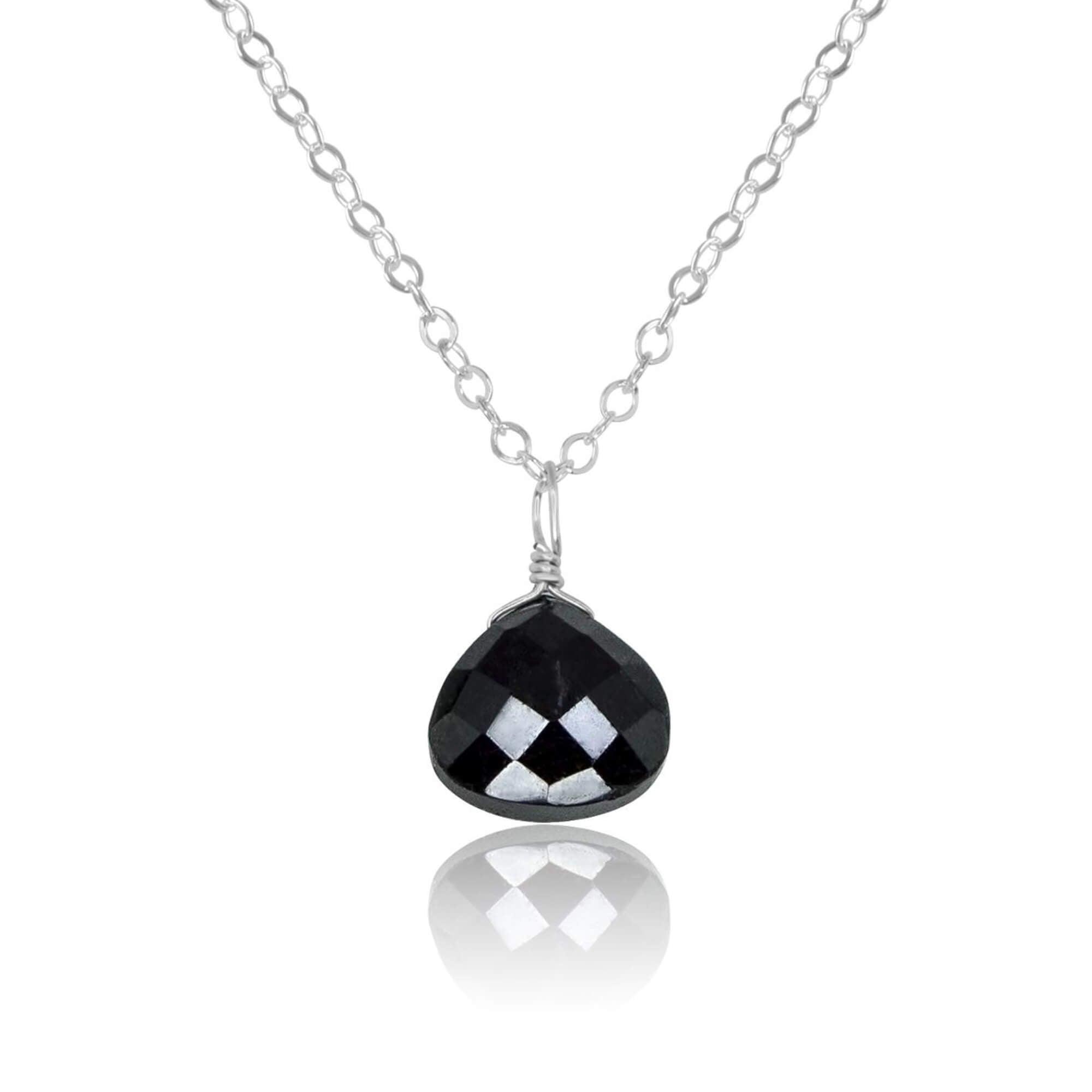 Elegant Black Onyx Teardrop Crystal Pendant Necklace for Women - Perfect for Everyday Wear, Gift Giving & Special Occasions