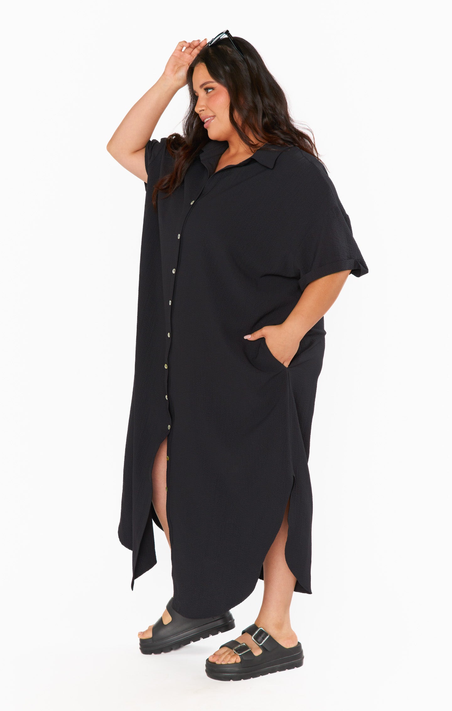 Buoy Button Down Dress for Women - Flowy Casual Black Shirt Dress | Perfect for Office, Date Night & Summer Outfits