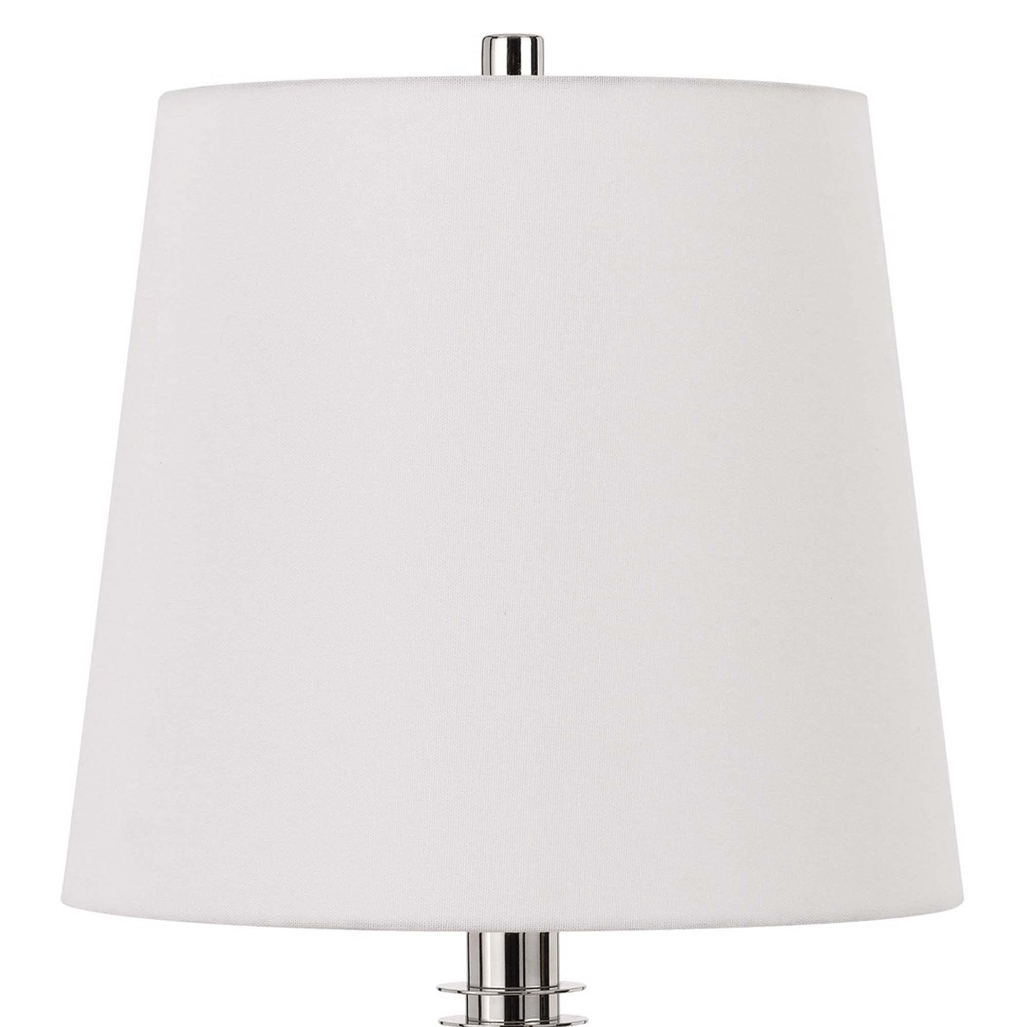 Benjara White and Chrome Table Lamp with Textured Glass Ball Accent - Modern Home Office & Bedroom Lighting Decor