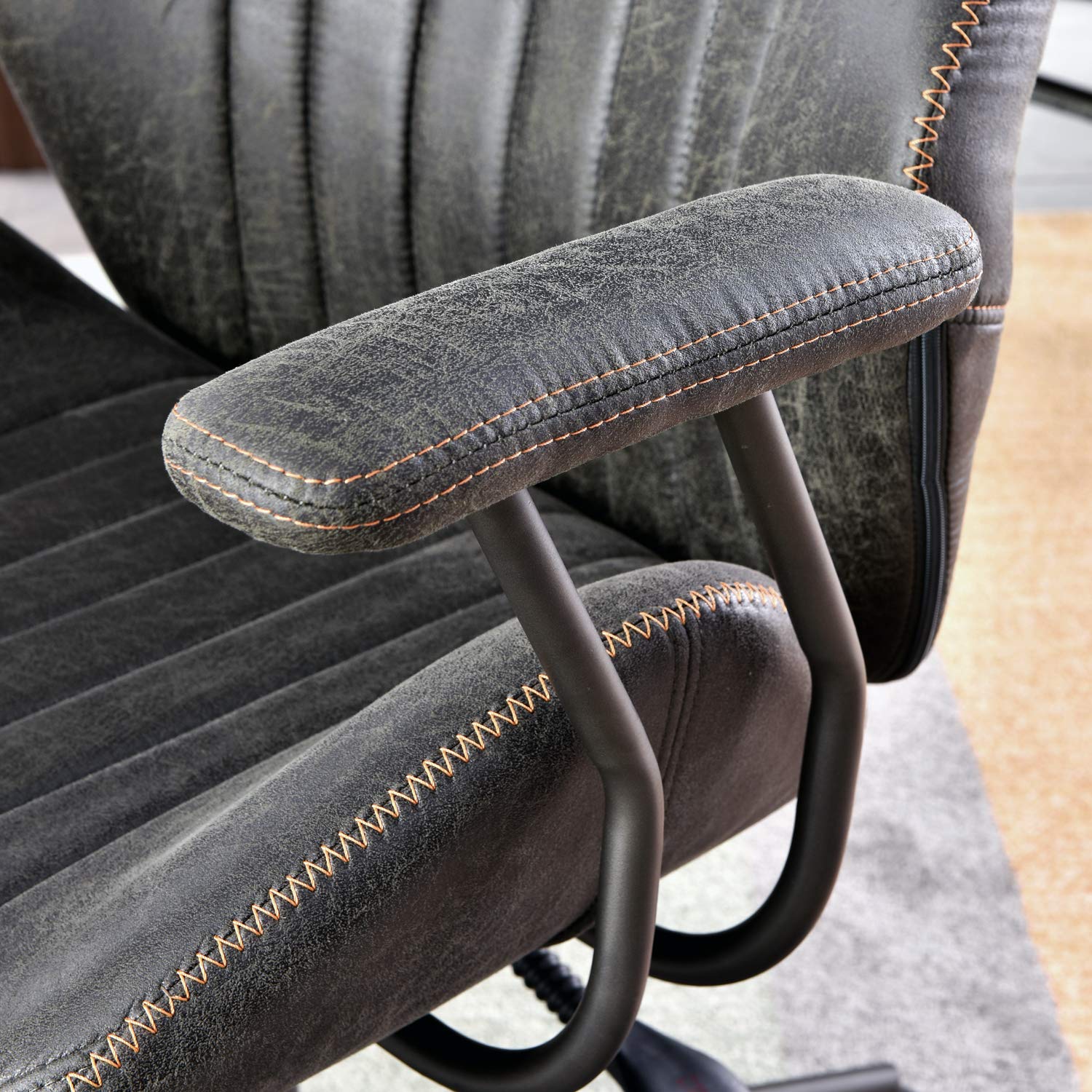 Ergonomic Office Chair - High Back Executive Desk Chair with Lumbar Support, Modern Suede Leather Computer Chair for Home & Office Workspace - Comfortable Seating for Long Hours (Grey) - Perfect for Remote Work, Gaming & Study Sessions
