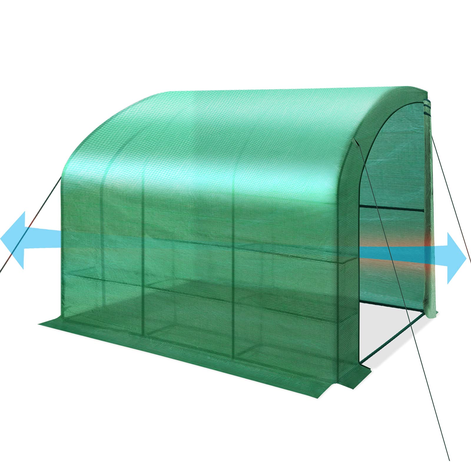 BenefitUSA 10x5x7ft Walk-in Greenhouse for Outdoor Gardening - Large Portable Waterproof Hot House with 3 Tiers & 6 Shelves, 2 Doors (Green) - Perfect for Growing Plants, Vegetables, and Flowers in Backyard or Patio