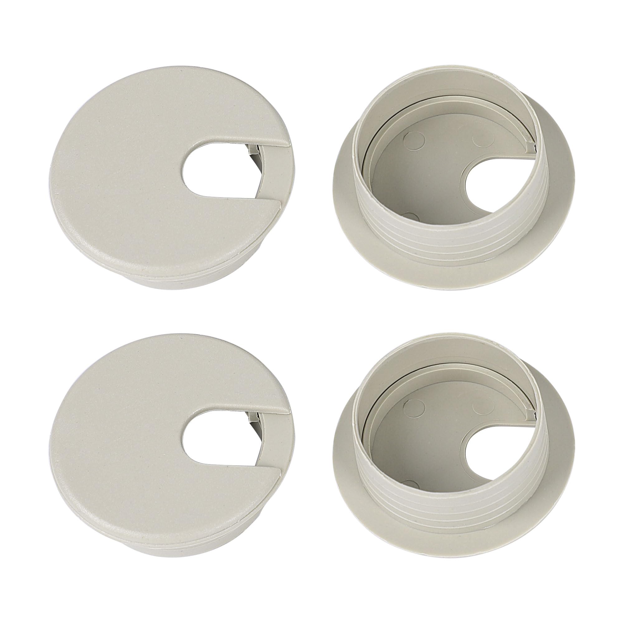 uxcell 1.4 Inch/35mm Plastic Desk Cable Grommet Hole Cover - 4 Pack Gray Cable Management for Office Computer Desk (Ideal for Wire Organization in Home Office & Workspace)