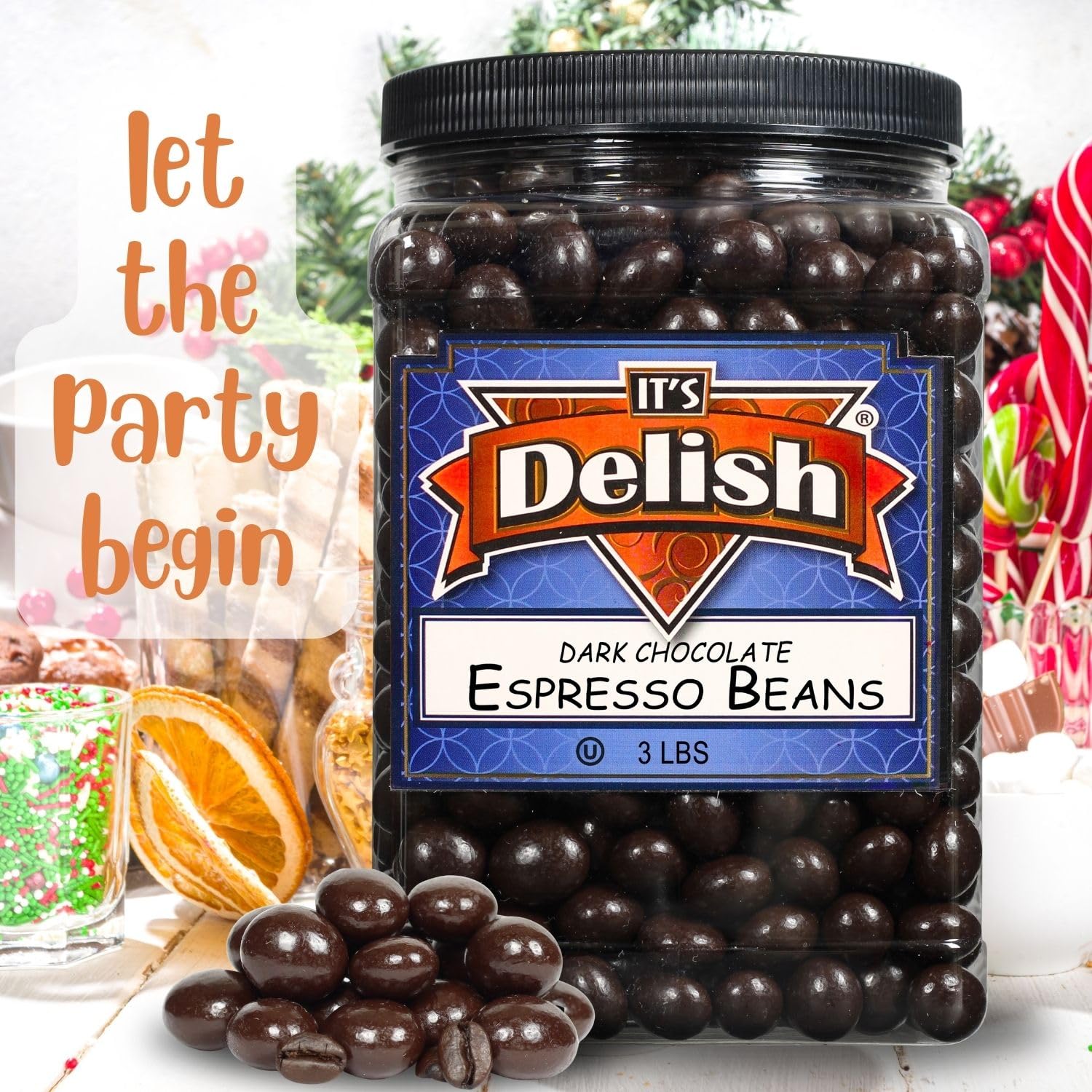 Dark Chocolate Espresso Beans 3lbs - Vegan Kosher Snack for Coffee Lovers