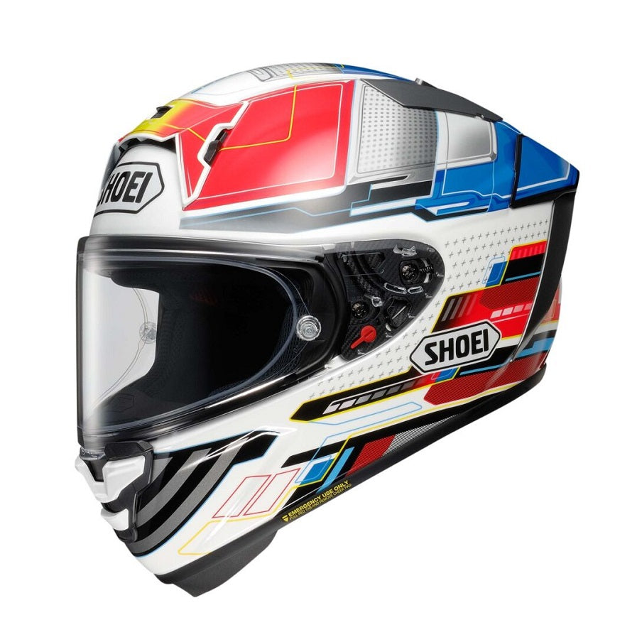 Shoei X Fifteen Proxy Motorcycle Helmet - White/Red/Blue - DOT & ECE Certified - Lightweight Full Face Helmet for Street & Racing - Perfect for Commuting, Touring & Track Days