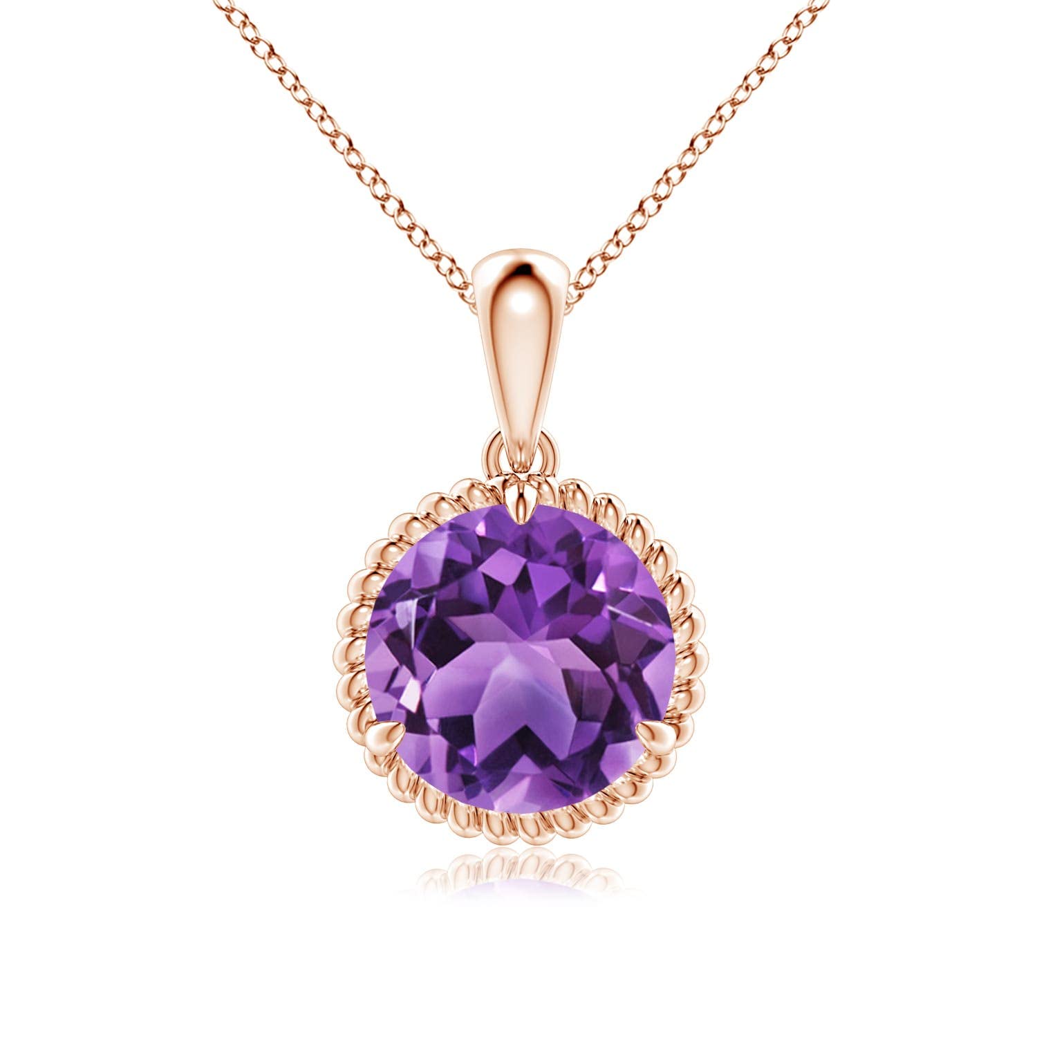 Angara Natural Amethyst Solitaire Pendant Necklace for Women - 14K Gold, Platinum & Sterling Silver Options | February Birthstone Jewelry | Elegant Gift for Birthday, Anniversary & Valentine's Day | Perfect for Weddings, Date Nights & Special Occasions