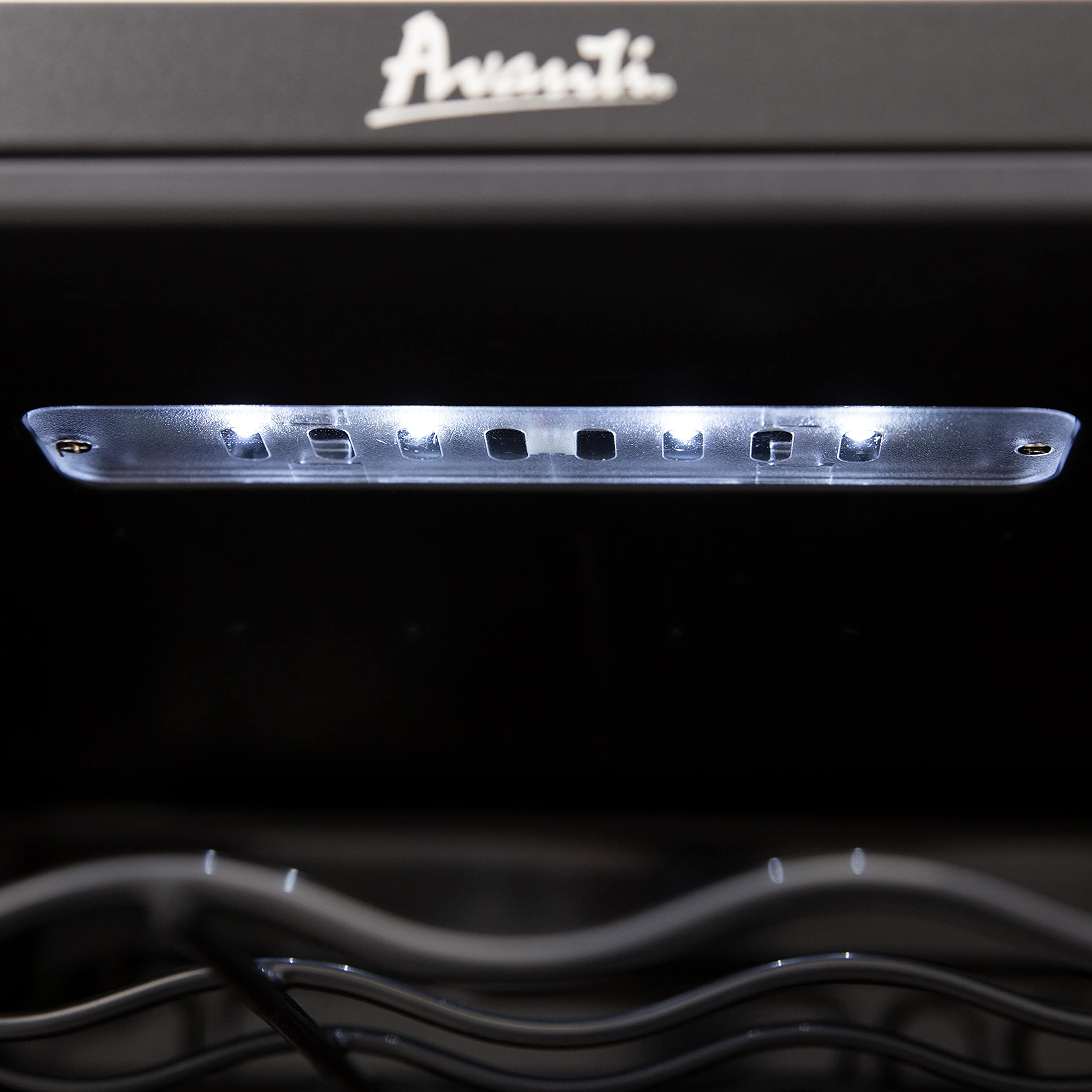 Avanti 34 Bottle Freestanding Wine Cooler with Temperature Control - Single Zone Stainless Steel Wine Refrigerator with Glass Door, Black - Perfect for Home Bars, Restaurants, and Wine Cellars