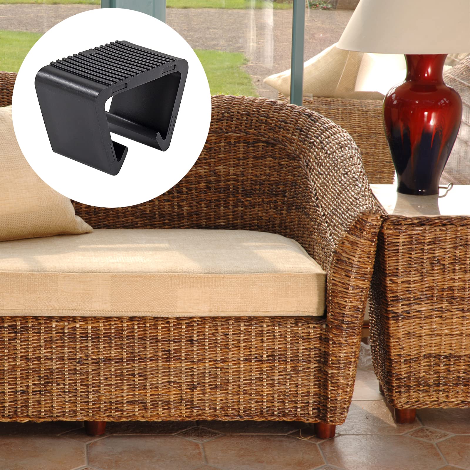 Biaungdo 6-Pack Black Outdoor Furniture Clips - Heavy Duty Rattan Connector Clamps for Patio Sofa, Sectional Couch & Wicker Furniture (5.3x3x3.7cm) | Secure Modular Outdoor Seating for Garden, Poolside & Deck
