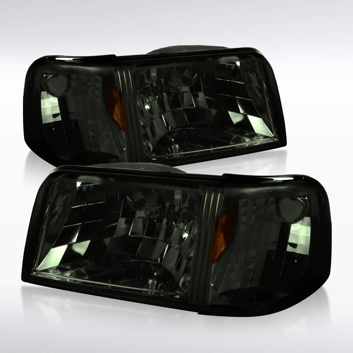 1993-1997 Ford Ranger Headlight Assembly Pair - Smoke Lens Headlights & Corner Lights Replacement | Compatible with AUTOZENSATION | Perfect for Night Driving & Off-Road Adventures