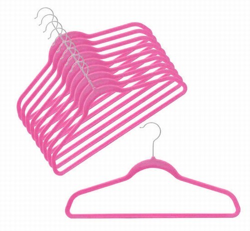 Slim Line Hot Pink Shirt and Pant Hanger - Space Saving Closet Organizer for Dresses, Blouses, Trousers & Skirts - Perfect for Small Closets and Travel