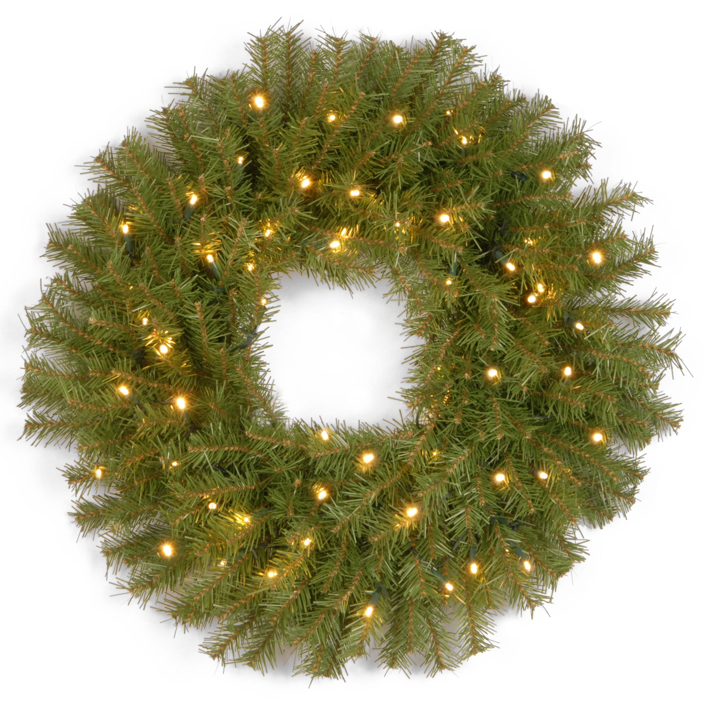 24 Inch Pre-Lit Norwood Fir Christmas Wreath with Battery Operated Warm White LED Lights - Perfect for Holiday Door Decor, Fireplace Mantel & Seasonal Home Decoration