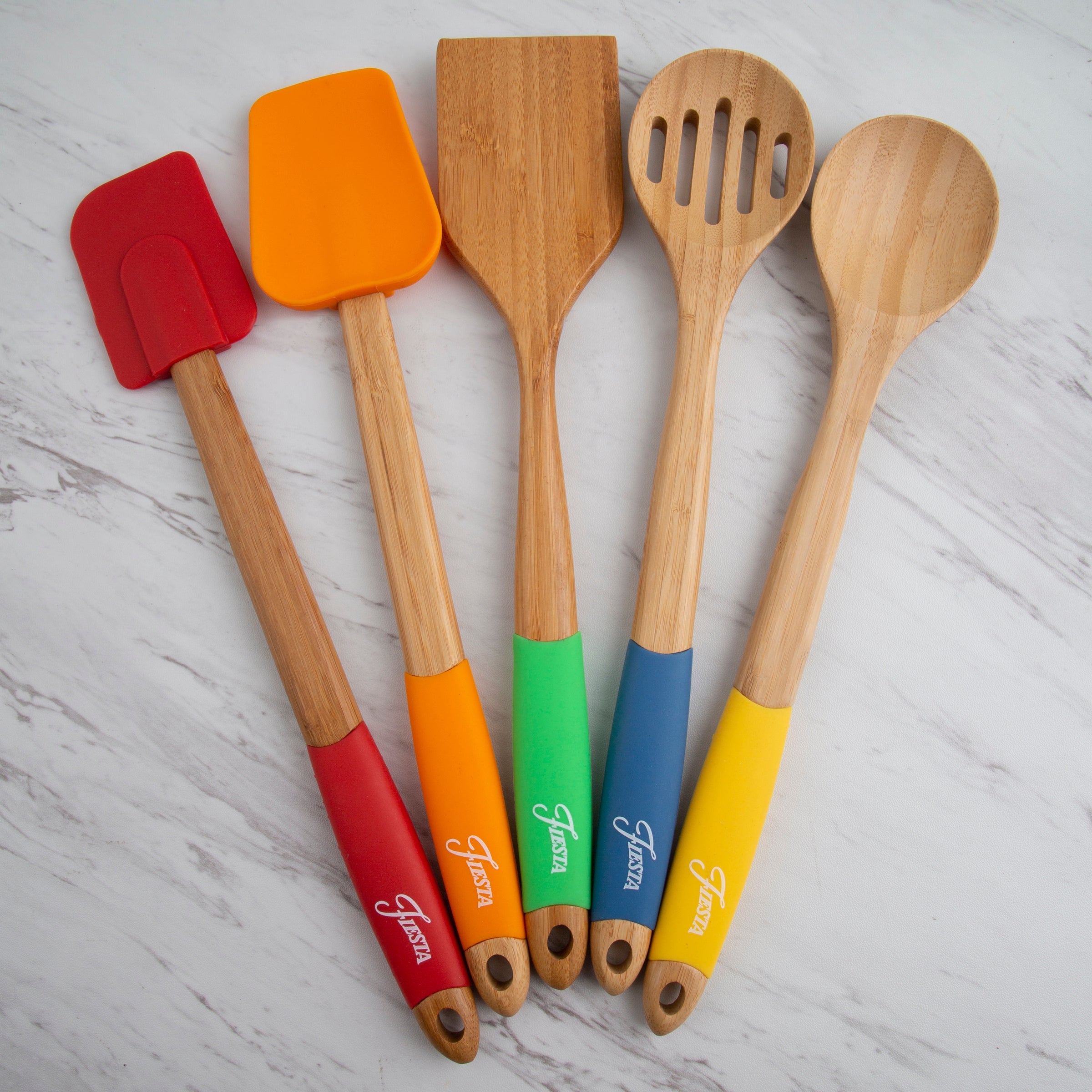 Premium 5-Piece Bamboo & Silicone Kitchen Utensil Set - Non-Slip Heat-Resistant Cooking Tools for Baking, Stirring, Flipping - Perfect for Home Chefs & Eco-Friendly Kitchens