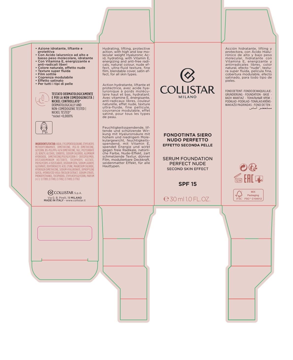 Collistar Perfect Nude 04 Makeup Serum 30ml - Flawless Base for Day & Night
