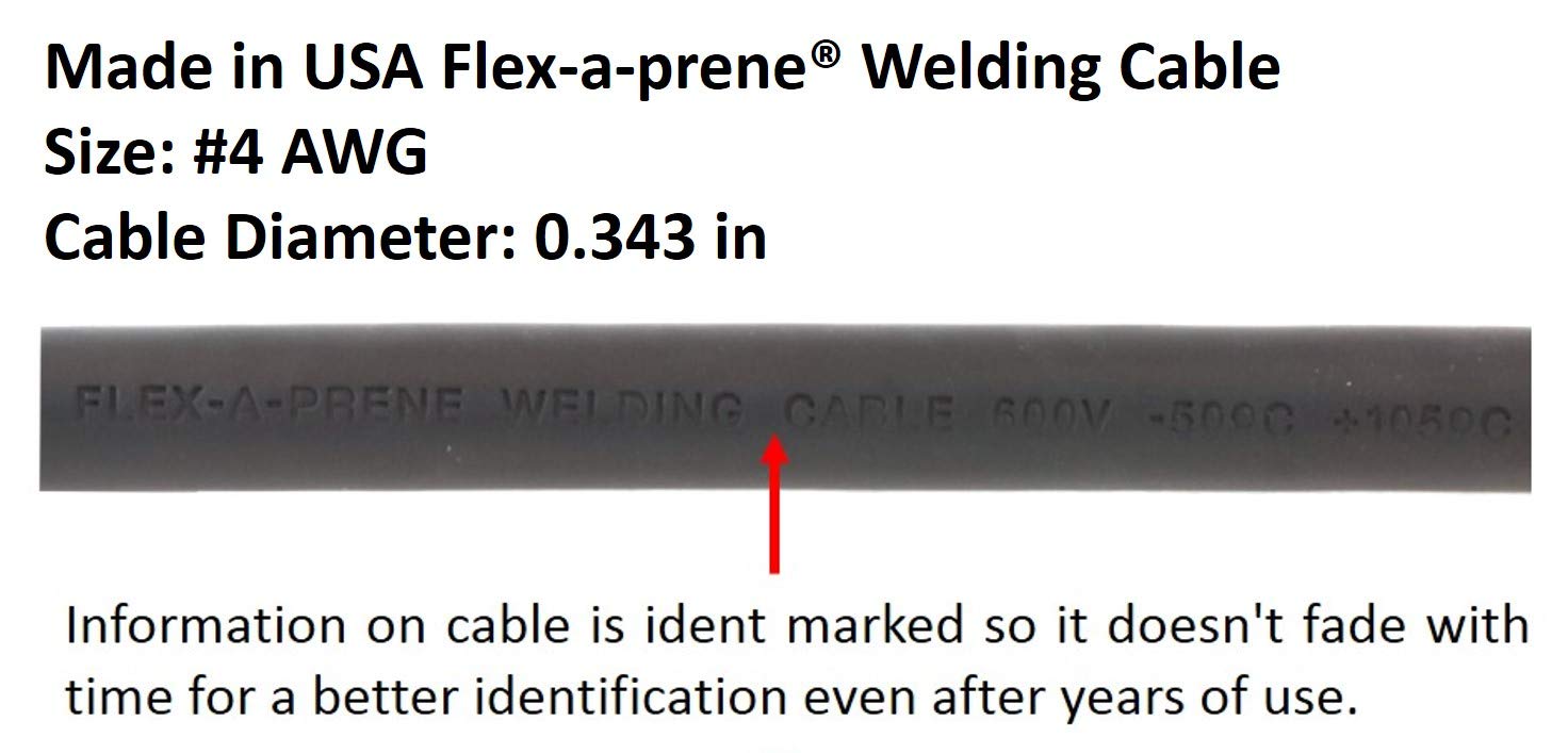 SÜA® 150 Amp Welding Lead Extension Cable - 50 FT #4 AWG 100% Copper with Dinse 10-25 Male/Female Connectors - Heavy Duty Welding Equipment Accessory for MIG, TIG, Arc Welders in Workshops & Construction Sites