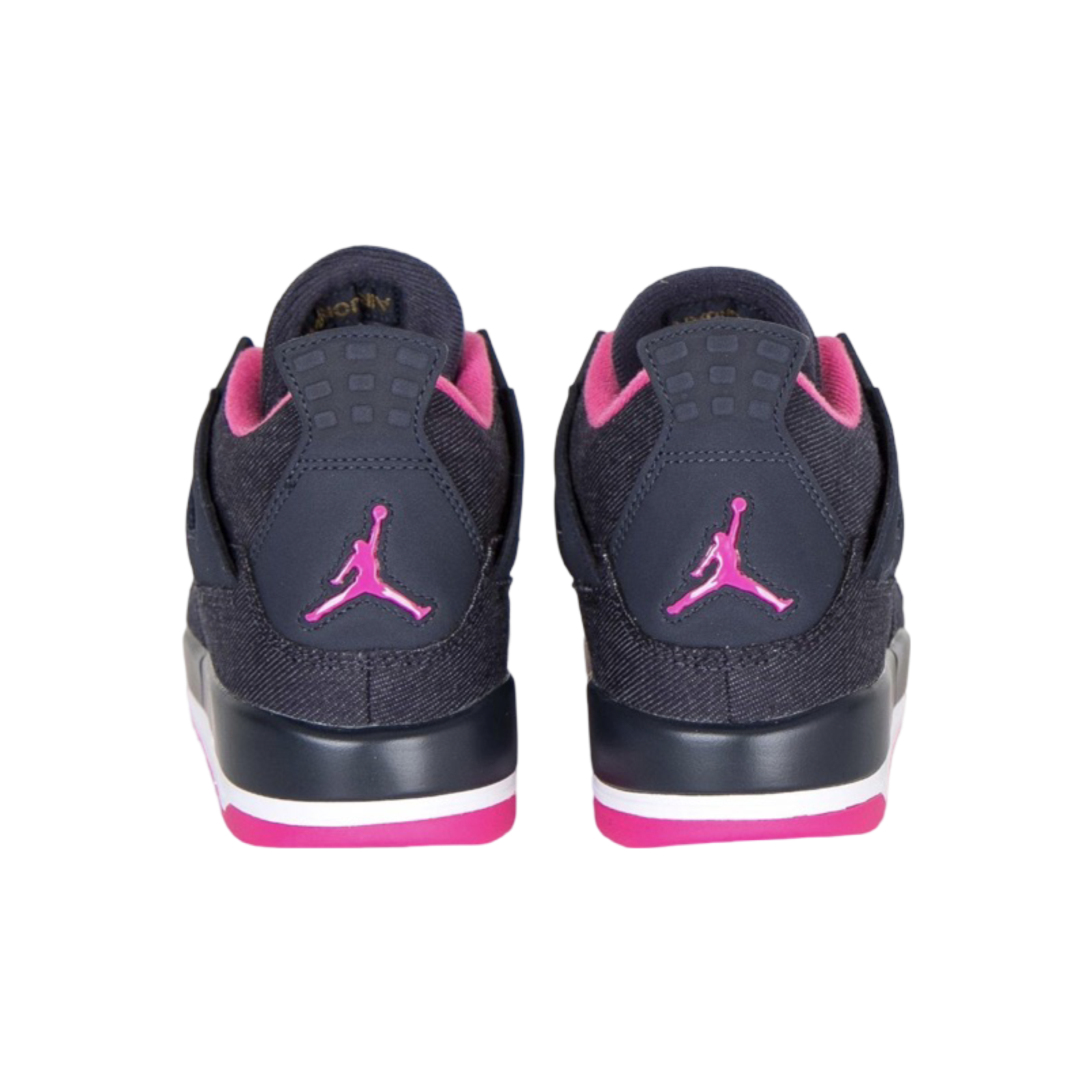 Air Jordan 4 GS Denim Sneakers in Dark Obsidian with Metallic Gold & Pink Accents - Perfect for Casual Wear, Street Style & Basketball Enthusiasts