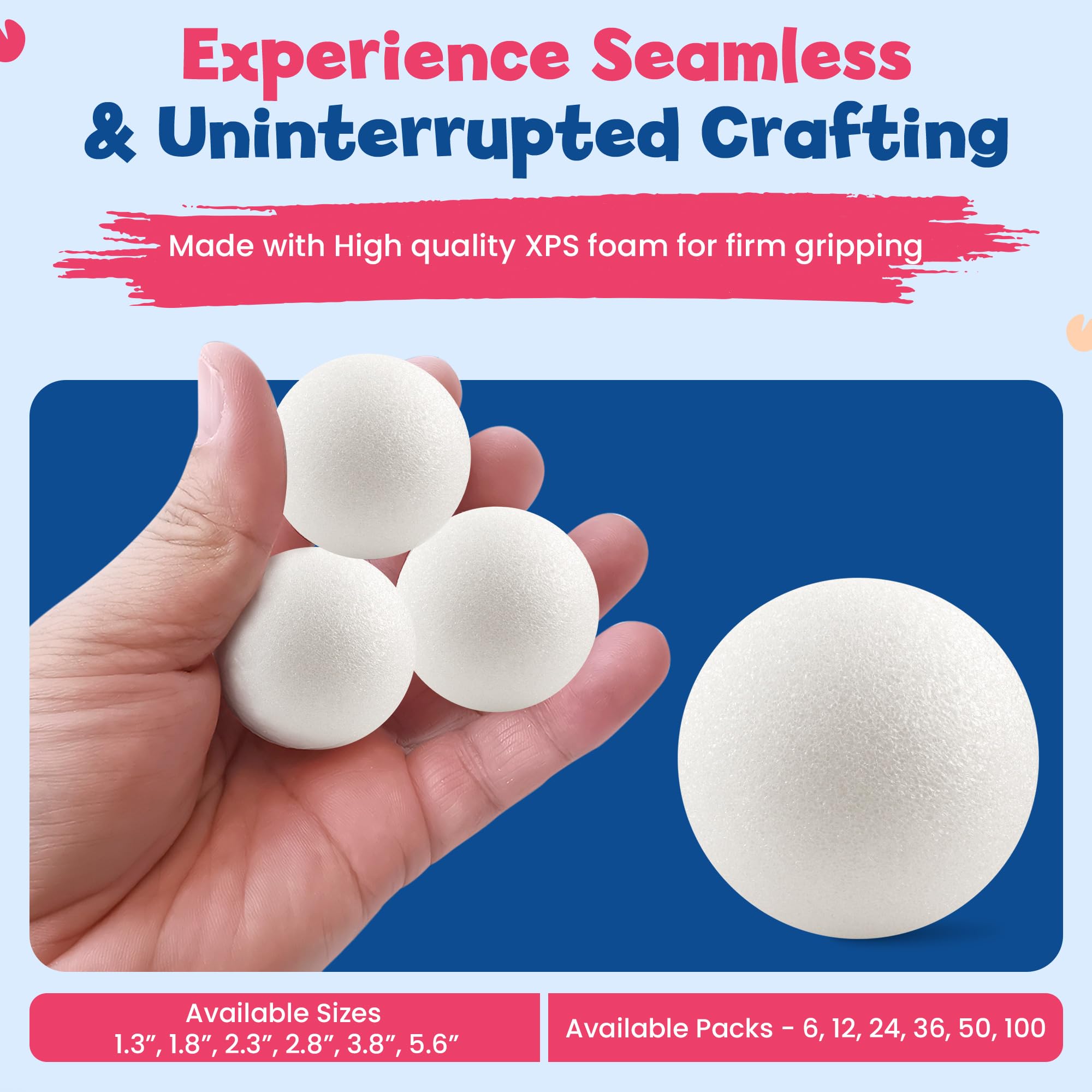 100 Pcs White XPS Foam Easter Eggs for DIY Crafts - 1.75