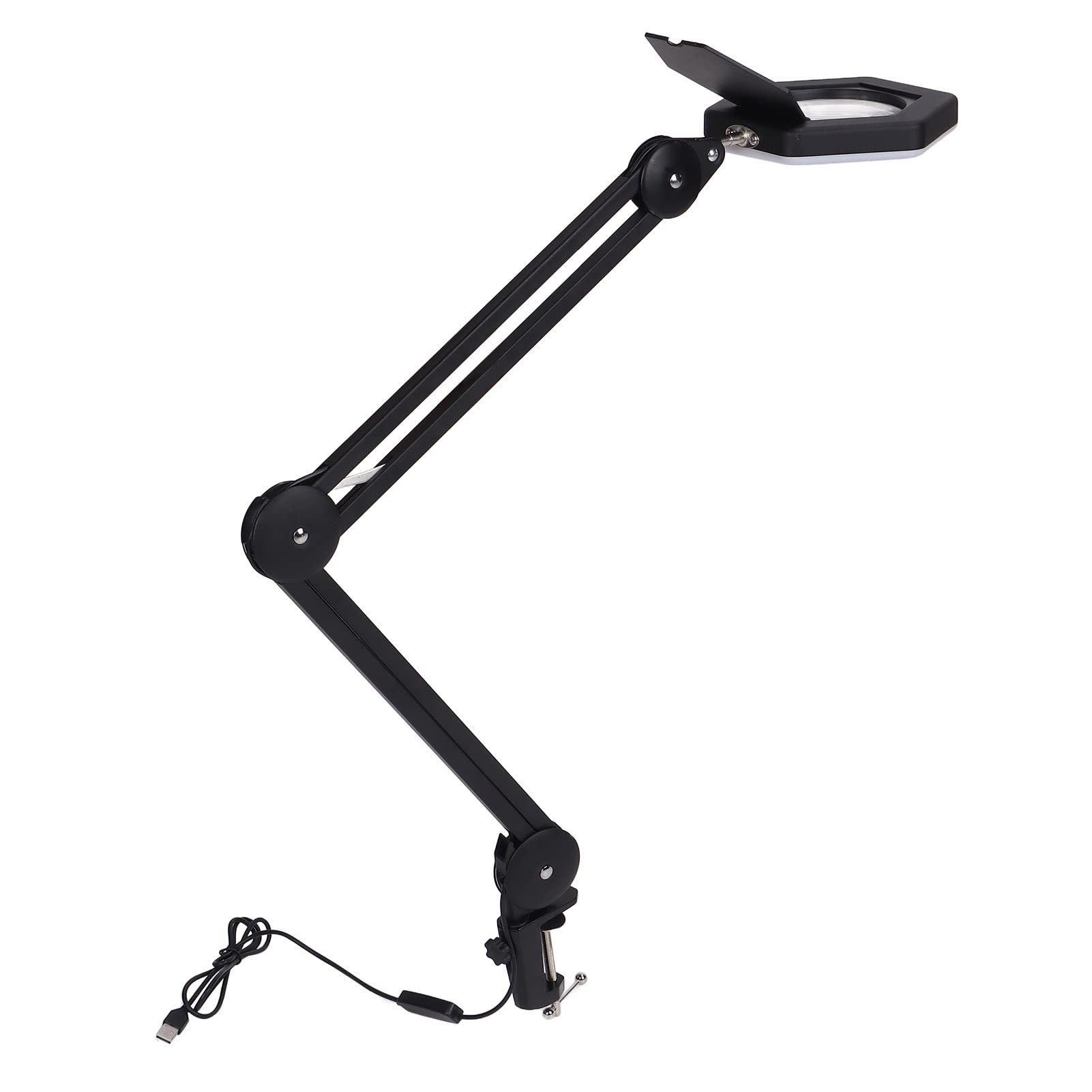 5X LED Magnifying Lamp with Cover - 10-Level Adjustable Brightness, Rotatable Arm & Eye Protection for Reading, Crafts, Jewelry Making & Close Work (Desktop Task Light)