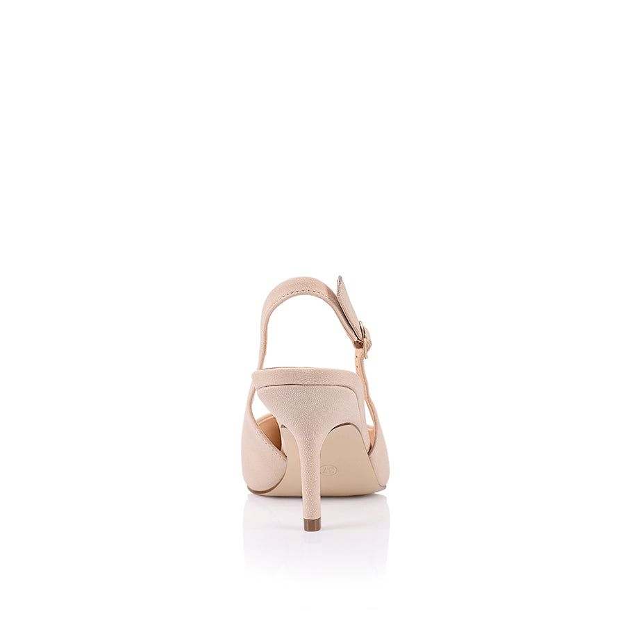 Shayley Women's Slingback Stiletto Heels - Stone Beige Nubuck Leather Dress Shoes for Party, Wedding & Evening Events