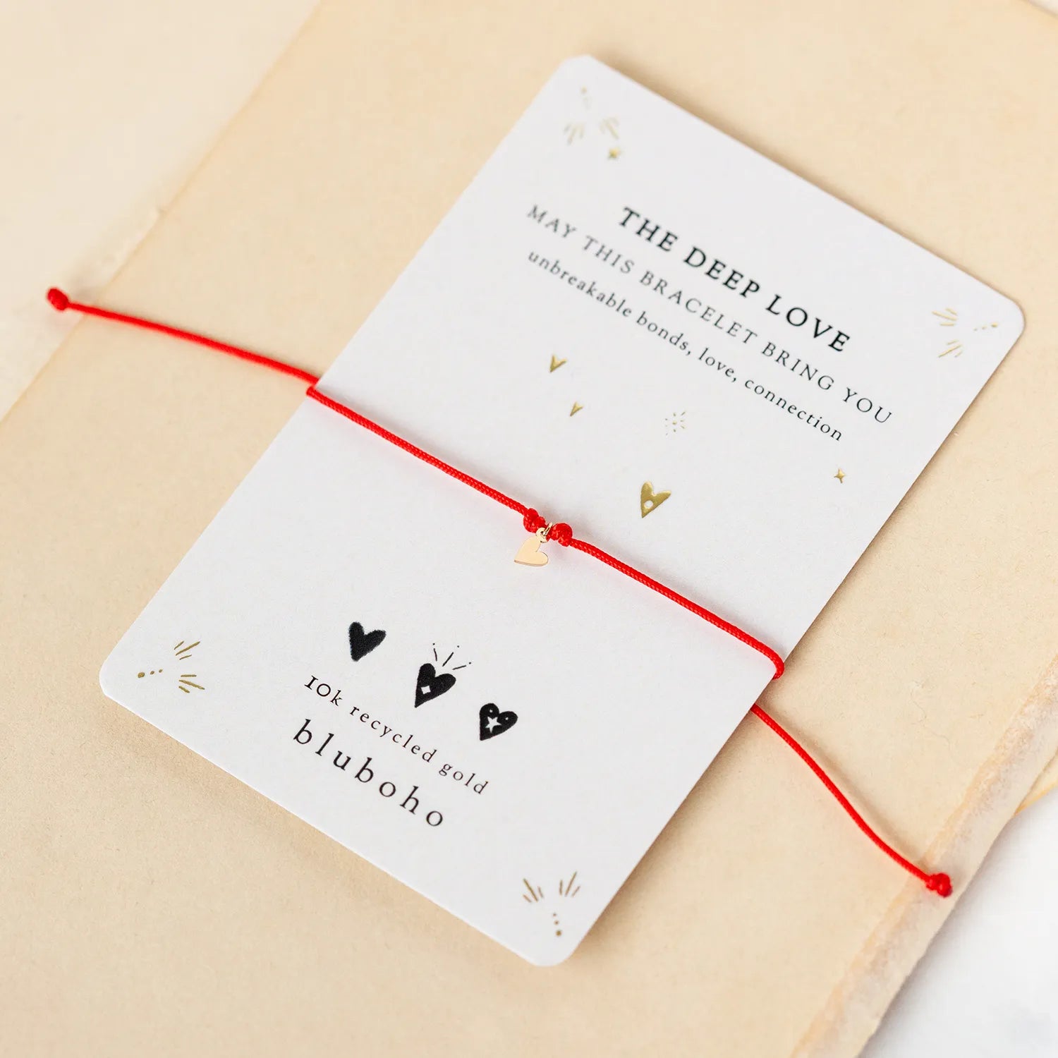 10K Yellow Gold Deep Love Contemplation Cord Bracelet - Red String for Couples, Meditation & Spiritual Connection