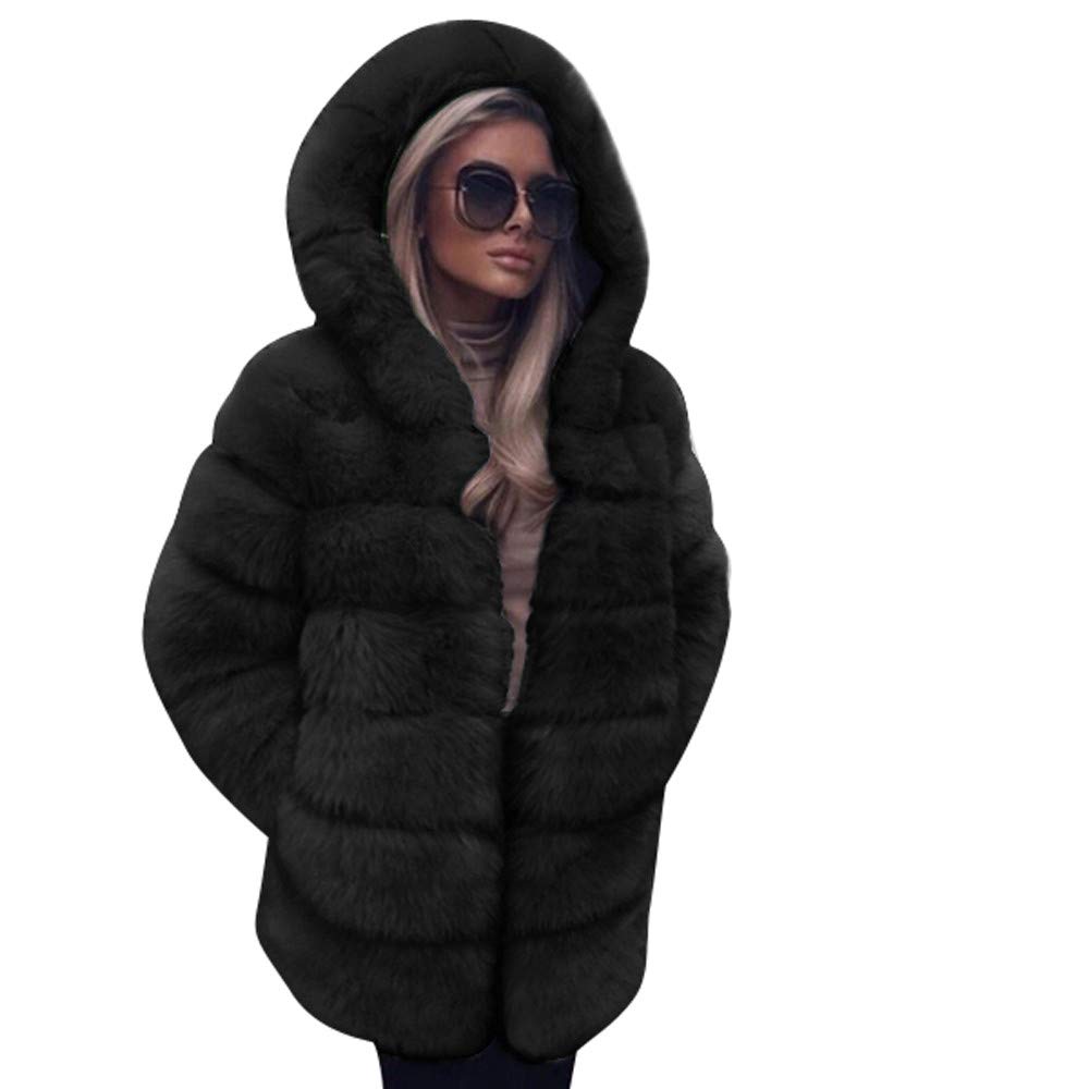 Littleice Women's Faux Fur Cardigan Coat - Winter Warm Long Hooded Overcoat for Casual Outfits | Perfect for Office, Date Night & Holiday Parties