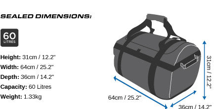 Overboard Adventure Waterproof Duffel Bag 60L - Heavy Duty Travel Gear for Camping, Hiking & Water Sports | Durable Dry Bag for Kayaking, Boating & Beach Trips