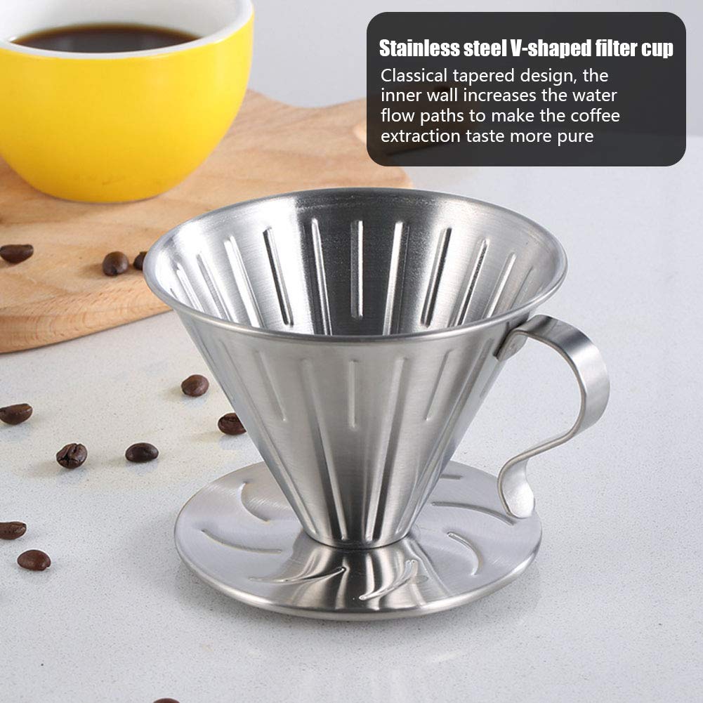 Stainless Steel Pour Over Coffee Filter - Reusable Dripper for Home & Office Brewing