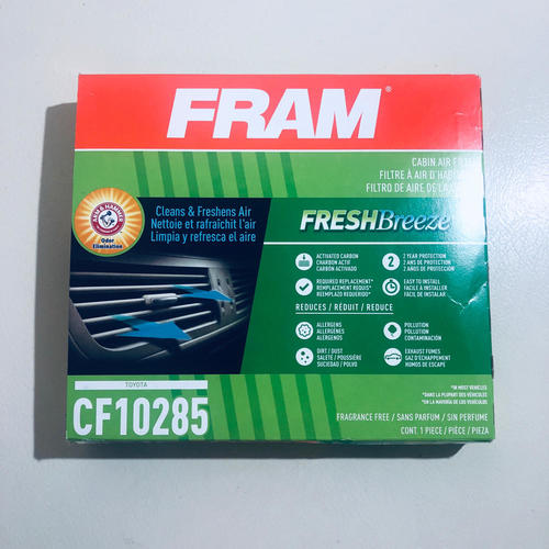 FRAM Fresh Breeze Cabin Air Filter with Arm & Hammer Baking Soda - CF10285 - Premium Car Air Filter for Cleaner Cabin Air & Odor Elimination - Perfect for Allergies, Pets, and City Driving