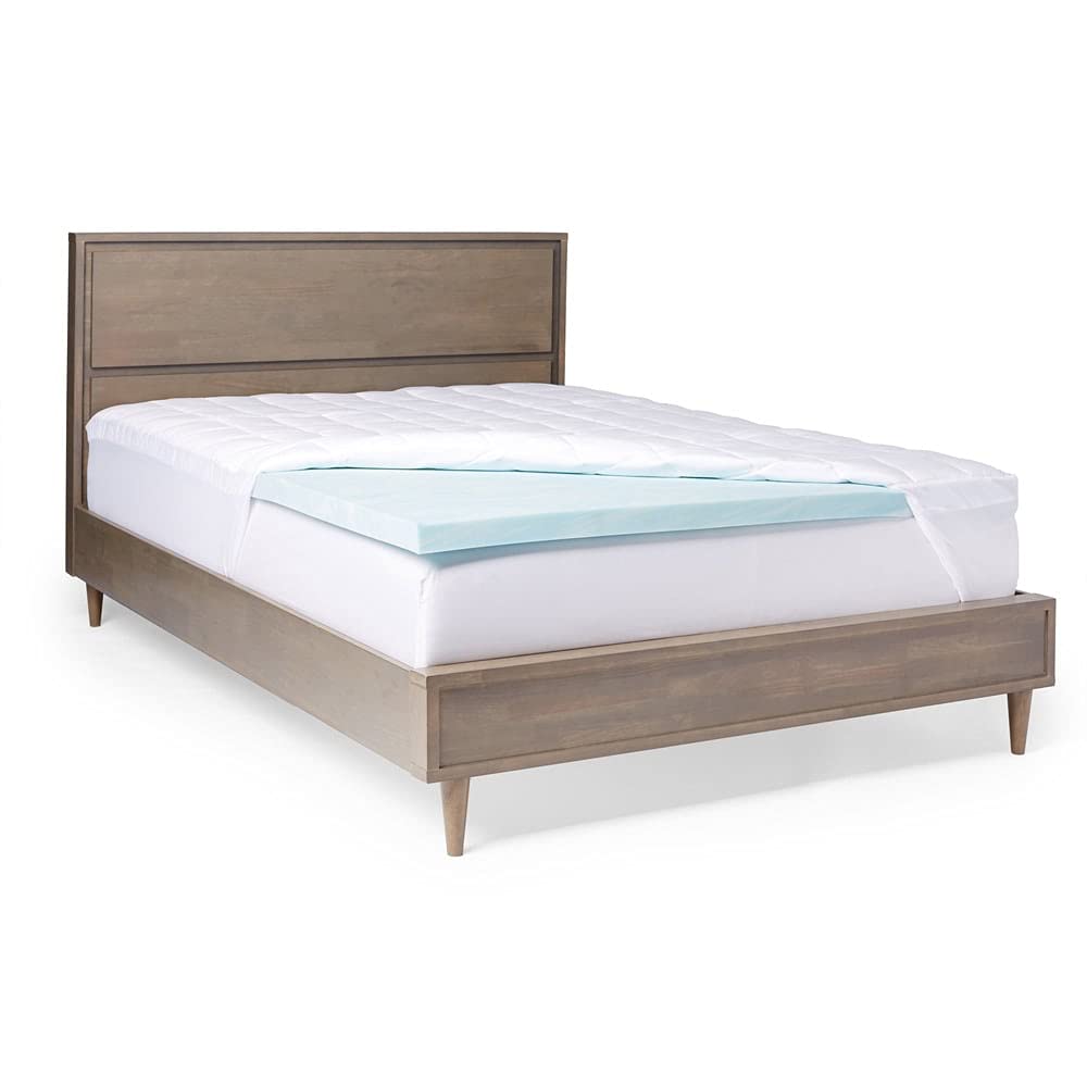 Slumber Solutions Gel 2-inch Memory Foam & 1.5-inch Fiber Mattress Topper Queen Size | Cooling Comfort for Hot Sleepers | Perfect for Back Pain Relief & Pressure Point Support