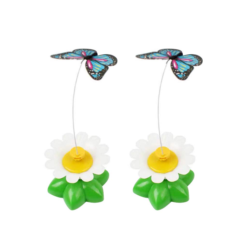 2PCS Automatic Rotating Cat Teaser Wand Toy - Electric Flower Simulation Pet Teasing Stick for Indoor Cats, Interactive Play & Exercise - Fun Mixed Color Cat & Dog Toy for Home Entertainment & Bonding