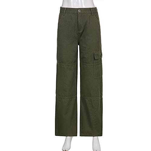 ICNGLKSND Women's High Waisted Baggy Jeans - Y2K Streetwear Denim Pants with Big Pockets | Straight Wide Leg Trousers for Casual Outfits & Retro Fashion