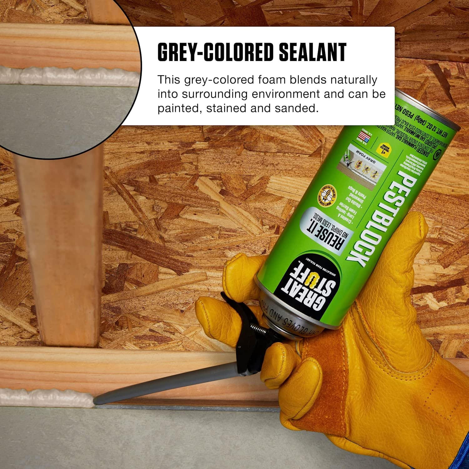 Great Stuff 99112809 Smart Dispenser Expanding Foam Sealant - Grey - for Home Insulation, Gaps & Cracks, DIY Projects & Weatherproofing