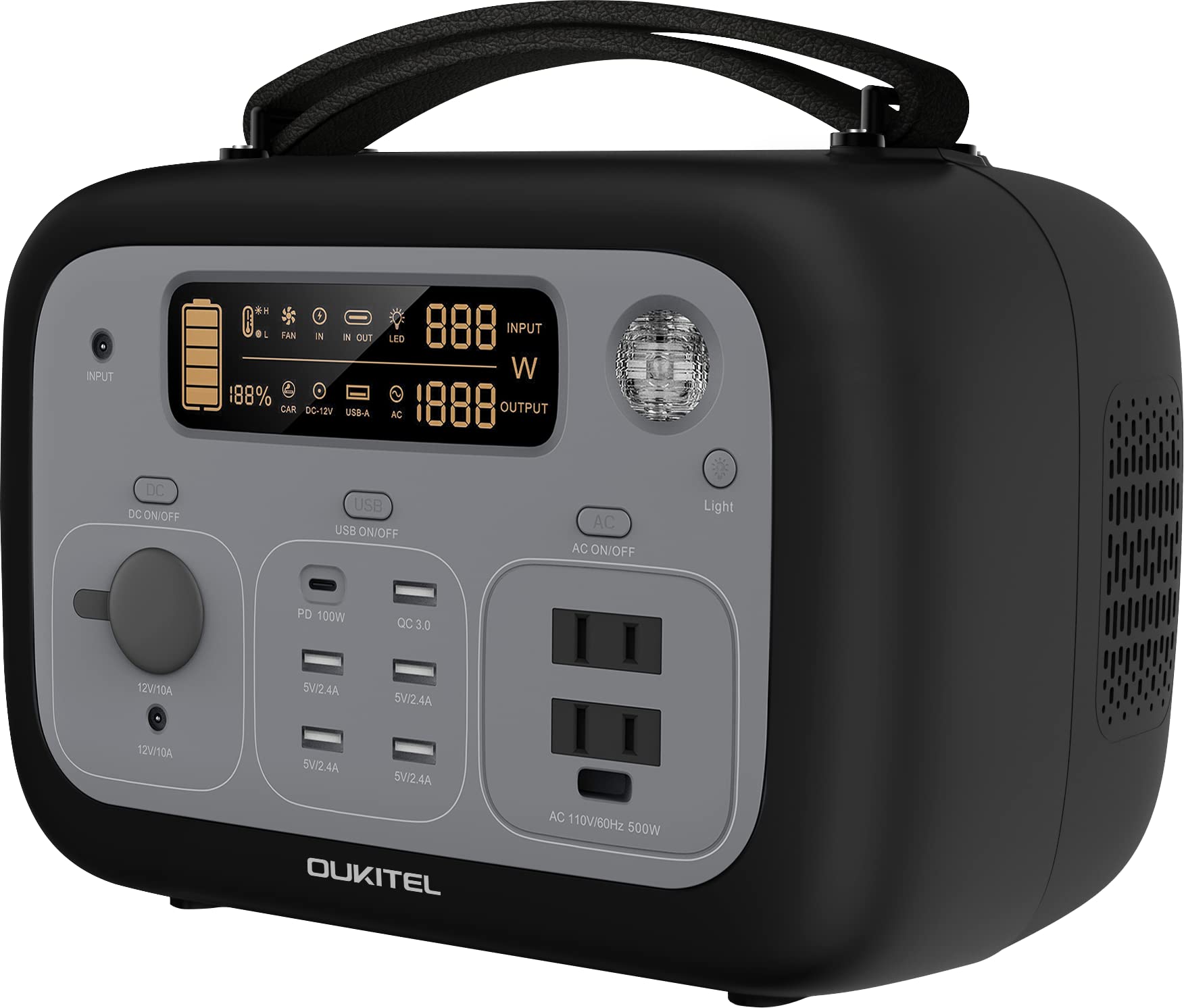 OUKITEL P501 505Wh Solar Generator - 500W Portable Power Station with AC Outlet, 110V Outdoor Power Supply for Camping, Road Trips, Fishing, Emergency Backup & Home Use