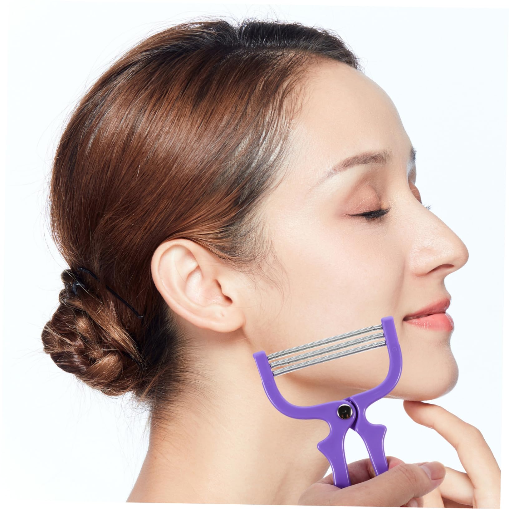 2pcs Manual Facial Hair Remover & Epilator - Portable Hair Trimmer for Women, Eyebrow Shaper & Face Hair Threading Tool (Iron Purple) - Perfect for Travel, Home Use & Personal Grooming